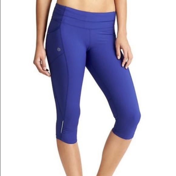 ATHLETA Blue Dobby Be Free Knicker Crop Leggings - Picture 4 of 9